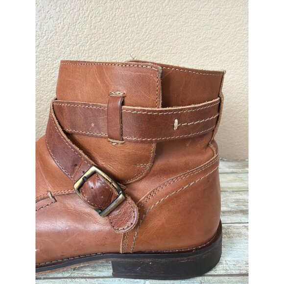 ALDO Men’s Brown Leather Ankle Boots Sz 12 Harness Buckle Zip Pre-owned Portugal - Picture 16 of 16